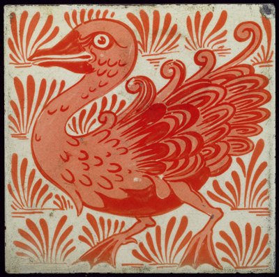 Fliese mit stilisiertem Vogeldesign von William de Morgan